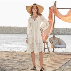 Sundance Tolani elegant eggshell Eyelet Dress.